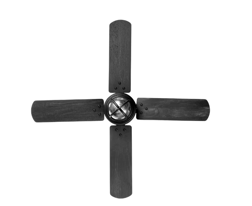 Hampton Bay Cedar Lake 44 in. Indoor/Outdoor LED Matte Black Damp Rated Ceiling Fan with Light Kit, Downrod and 4 Reversible Blades