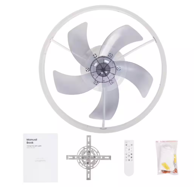 ANTOINE 20 in. LED Indoor White Ceiling Fan with Dimmable Lighting Low Profile Flush Mount Ceiling Fan with Remote