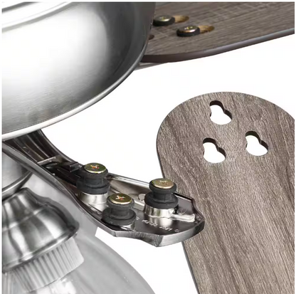 Hampton Bay Rockport 52 in. Indoor LED Brushed Nickel Ceiling Fan with Light Kit, Downrod, and 5 Reversible Blades