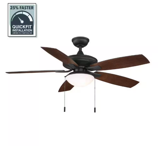 Hampton Bay Gazebo III 52 in. Indoor/Outdoor Wet Rated Natural Iron Ceiling Fan with LED Bulbs Included