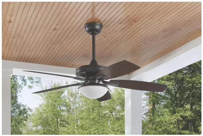 Hampton Bay Gazebo III 52 in. Indoor/Outdoor Wet Rated Natural Iron Ceiling Fan with LED Bulbs Included