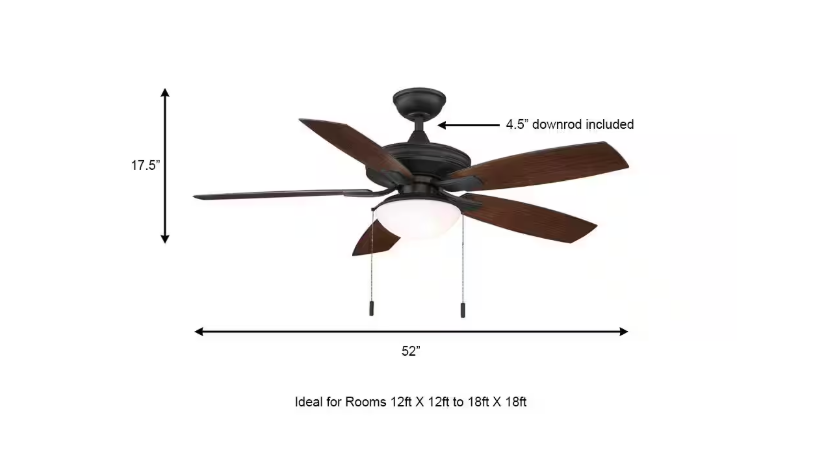 Hampton Bay Gazebo III 52 in. Indoor/Outdoor Wet Rated Natural Iron Ceiling Fan with LED Bulbs Included