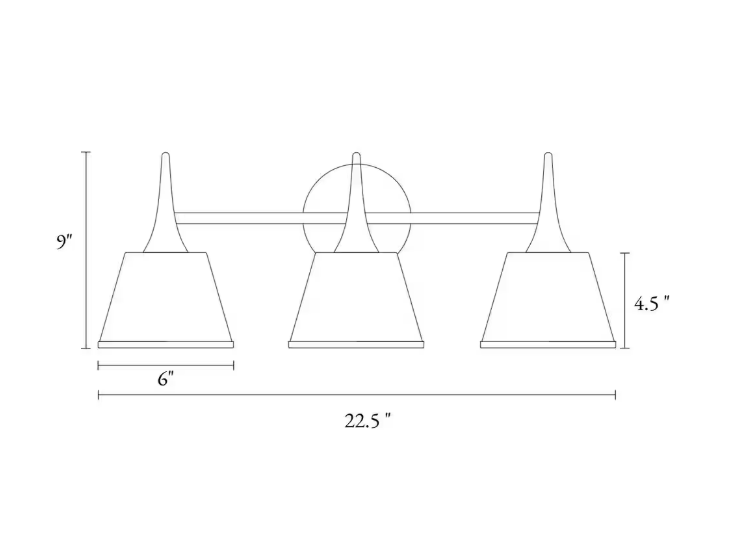 LNC Modern 22.5 in. 3-Light Plated Brass Vanity Light with Taper Drum Matte Shades White Wall Light for Bathroom Vanity