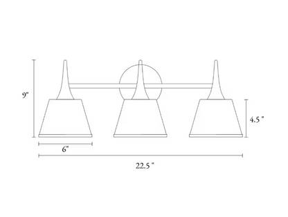 LNC Modern 22.5 in. 3-Light Plated Brass Vanity Light with Taper Drum Matte Shades White Wall Light for Bathroom Vanity