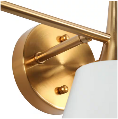 LNC Modern 22.5 in. 3-Light Plated Brass Vanity Light with Taper Drum Matte Shades White Wall Light for Bathroom Vanity