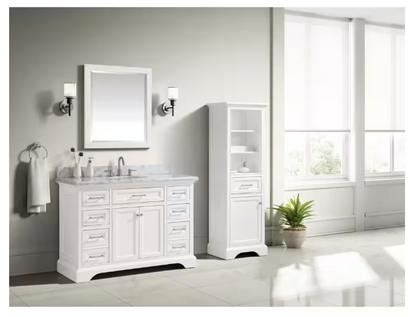 Home Decorators Collection Windlowe 28 in. W x 32 in. H Rectangular Wood Framed Wall Bathroom Vanity Mirror in White finish