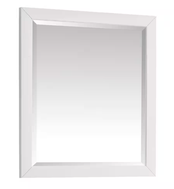 Home Decorators Collection Windlowe 28 in. W x 32 in. H Rectangular Wood Framed Wall Bathroom Vanity Mirror in White finish