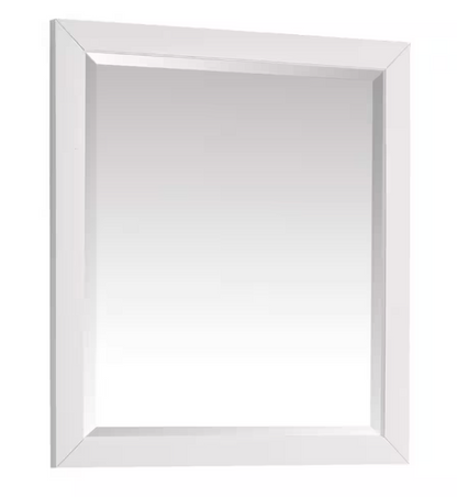 Home Decorators Collection Windlowe 28 in. W x 32 in. H Rectangular Wood Framed Wall Bathroom Vanity Mirror in White finish