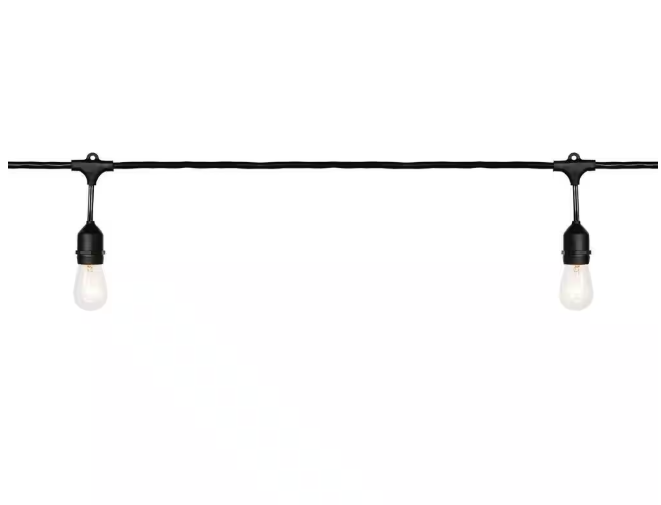 Hampton Bay 12-Light 24 ft. Indoor/Outdoor Plug-In Incandescent Edison Bulb String Light
