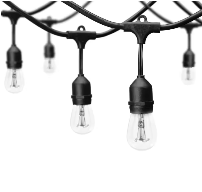 Hampton Bay 12-Light 24 ft. Indoor/Outdoor Plug-In Incandescent Edison Bulb String Light
