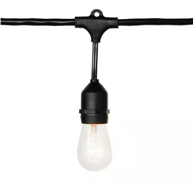 Hampton Bay 12-Light 24 ft. Indoor/Outdoor Plug-In Incandescent Edison Bulb String Light