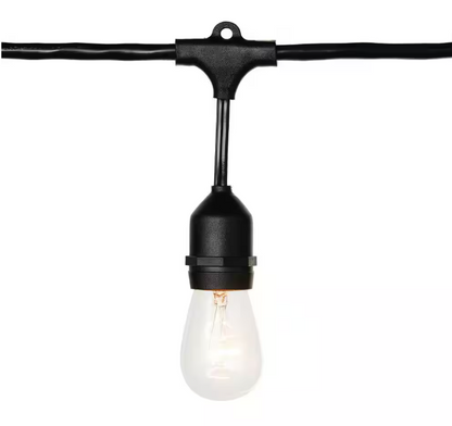 Hampton Bay 12-Light 24 ft. Indoor/Outdoor Plug-In Incandescent Edison Bulb String Light