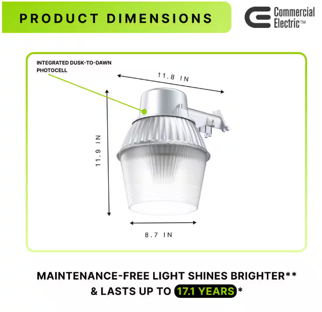 Commercial Electric 29-Watt LED Gray Dusk to Dawn Outdoor Barn Area Light, 4000K, 3300 Lumens