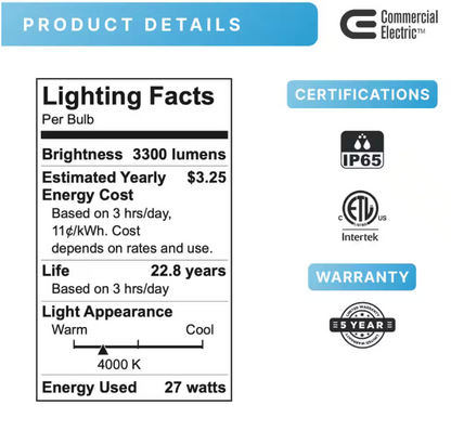 Commercial Electric 29-Watt LED Gray Dusk to Dawn Outdoor Barn Area Light, 4000K, 3300 Lumens