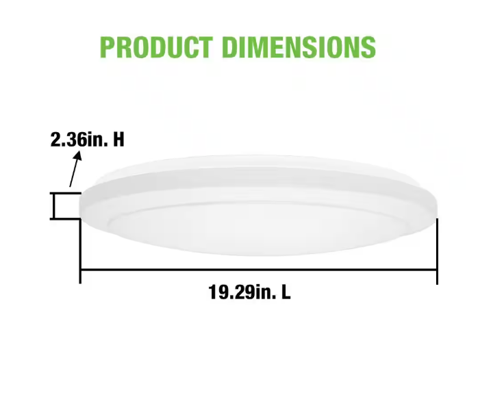 Commercial Electric 20 in. Low Profile LED Flush Mount Round Ceiling Light 2400 Lumens 3000K 4000K 5000K Dimmable Bedroom Lighting