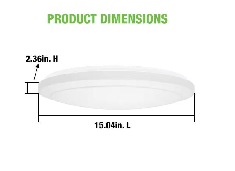 Commercial Electric 16 in. Low Profile LED Flush Mount Round Closet Light Fixture 1700 Lumens 3000K 4000K 5000K Dimmable Hallway Stairwell