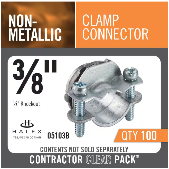 Halex 3/8 in. Non-Metallic Twin Screw Clamp Connectors (100-Pack)