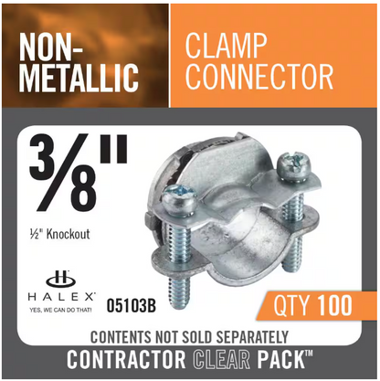 Halex 3/8 in. Non-Metallic Twin Screw Clamp Connectors (100-Pack)