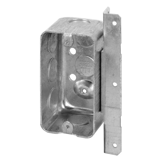 (12 Pack) Steel City 1-Gang 4 in. 2-1/8 in. New Work Metal Deep Handy Box with T-Bracket