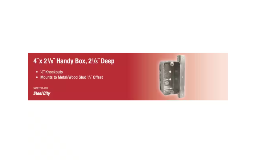 (12 Pack) Steel City 1-Gang 4 in. 2-1/8 in. New Work Metal Deep Handy Box with T-Bracket