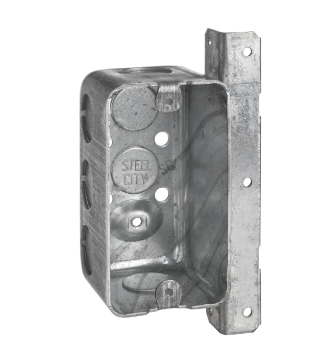 (12 Pack) Steel City 1-Gang 4 in. 2-1/8 in. New Work Metal Deep Handy Box with T-Bracket