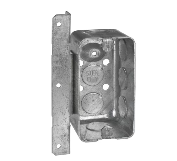 (12 Pack) Steel City 1-Gang 4 in. 2-1/8 in. New Work Metal Deep Handy Box with T-Bracket
