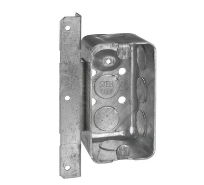 (12 Pack) Steel City 1-Gang 4 in. 2-1/8 in. New Work Metal Deep Handy Box with T-Bracket