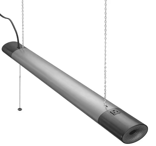 Commercial Electric 42 in. Workbench Garage Integrated LED Shop Light Bluetooth Speakers 3600 Lumens Black Brushed Nickel