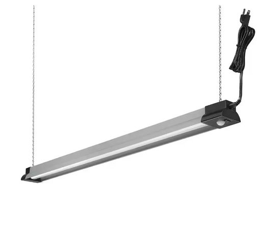 Commercial Electric 40 in. 3000 Lumens Plug-in Motion Sensing Integrated LED Linkable Shop Light 120 Volt 4000K Black Brushed Nickel