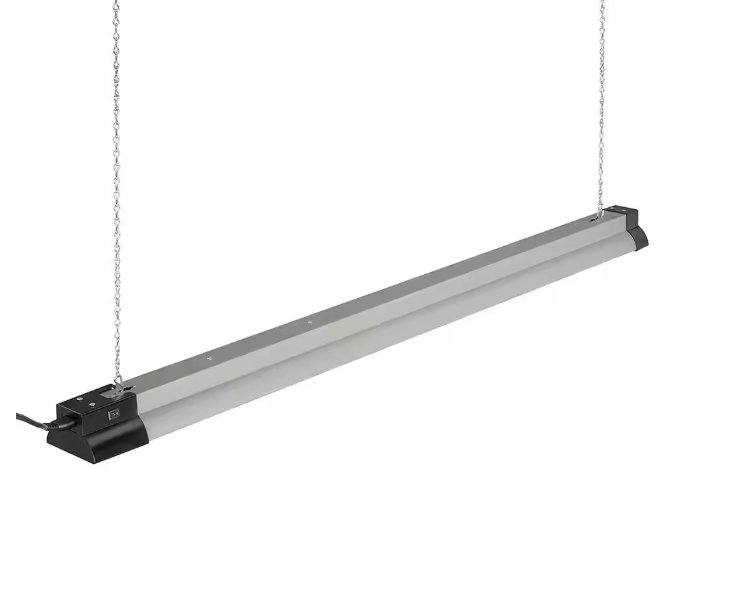 Commercial Electric 40 in. 3000 Lumens Plug-in Motion Sensing Integrated LED Linkable Shop Light 120 Volt 4000K Black Brushed Nickel