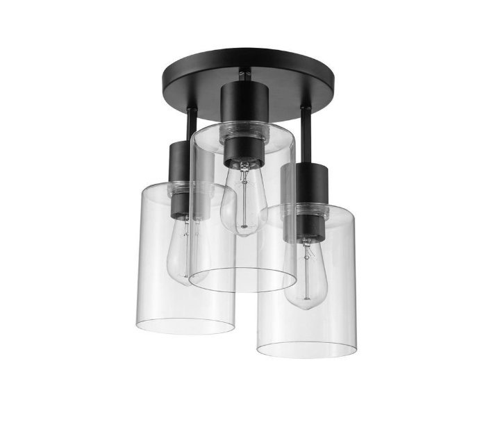 Hampton Bay Sutton Place 14 in. 3-Light Matte Black Flush Mount, Farmhouse Ceiling Light