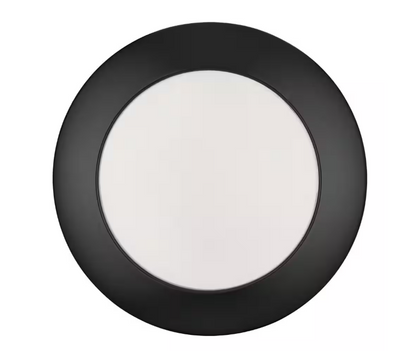 Commercial Electric 7 in. Matte Black Slim LED Flush Mount 854 Lumens Soft White 3000K Indoor Bedroom Closet Kitchen Lighting (2-Pack)