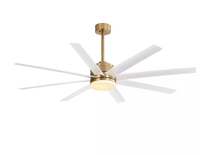 Breezary Annette 65 in. Integrated LED Indoor Gold White-Blade Ceiling Fans with Light and Remote Control