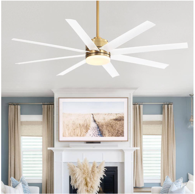 Breezary Annette 65 in. Integrated LED Indoor Gold White-Blade Ceiling Fans with Light and Remote Control