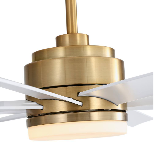 Breezary Annette 65 in. Integrated LED Indoor Gold White-Blade Ceiling Fans with Light and Remote Control