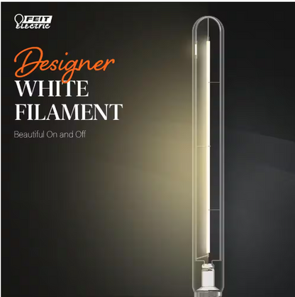 Feit Electric 60-Watt Equivalent T10XL Straight White Thin Filament Clear E26 Vintage Edison LED Light Bulb, Soft White 2700K (4-Pack)