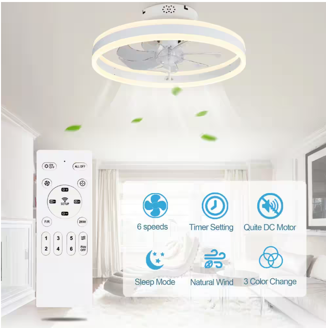 Oaks Aura 20 in. Integrated LED Indoor White Low Profile Ceiling Fan with Lights, Flush Mount Smart App Remote Control Ceiling Fan