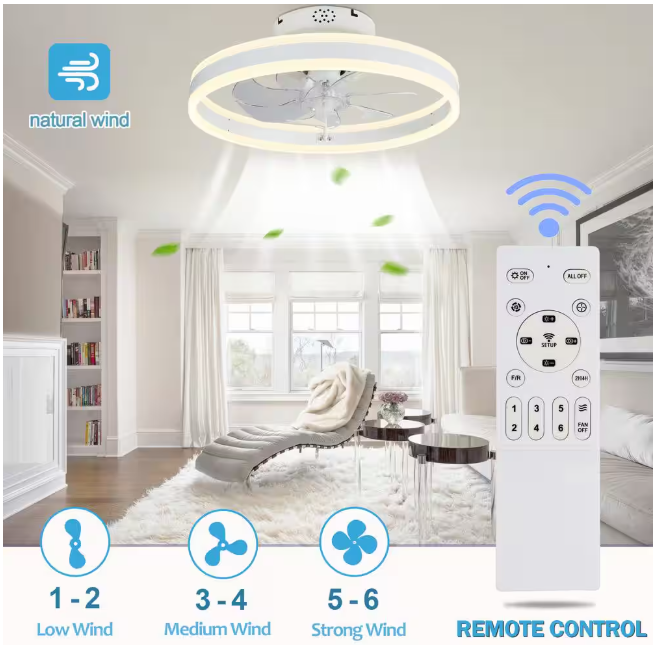 Oaks Aura 20 in. Integrated LED Indoor White Low Profile Ceiling Fan with Lights, Flush Mount Smart App Remote Control Ceiling Fan