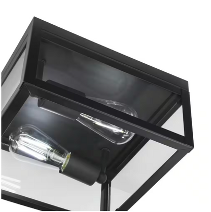 Hampton Bay Hurley Modern 2 -Light Matte Black Outdoor Flush Mount Ceiling Light