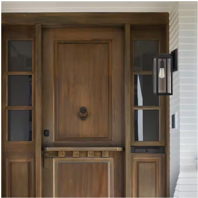 Hampton Bay Hurley 12 in. Matte Black Outdoor Hardwired Wall Sconce with No Bulb Included (2-Pack)