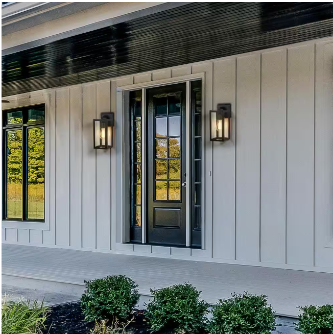 Hampton Bay Hurley 12 in. Matte Black Outdoor Hardwired Wall Sconce with No Bulb Included (2-Pack)