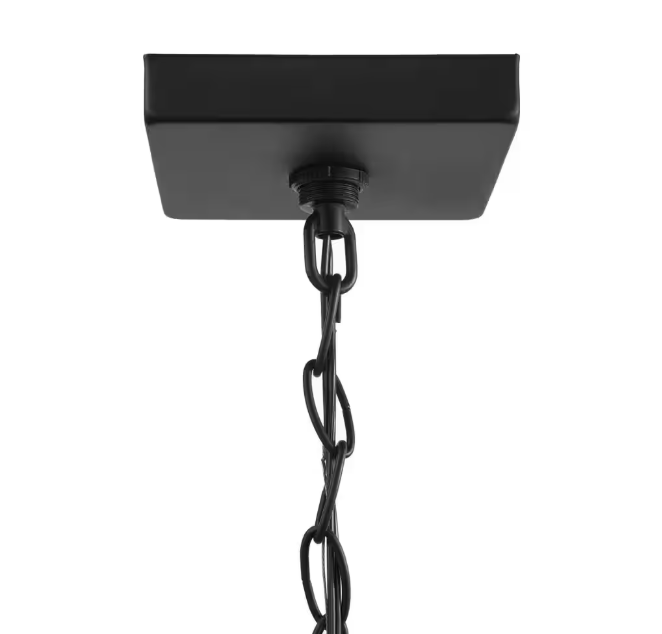 Hampton Bay Hurley Modern 1-Light Matte Black Hardwired Outdoor Hanging Pendant Light