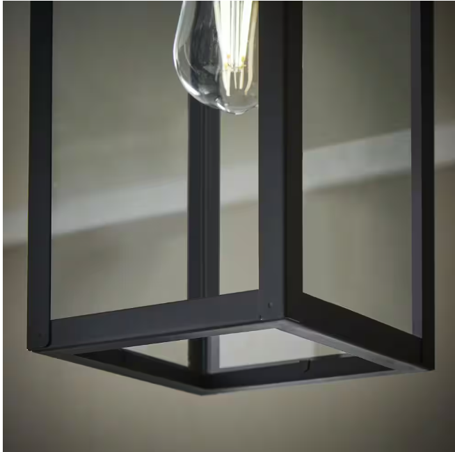 Hampton Bay Hurley Modern 1-Light Matte Black Hardwired Outdoor Hanging Pendant Light