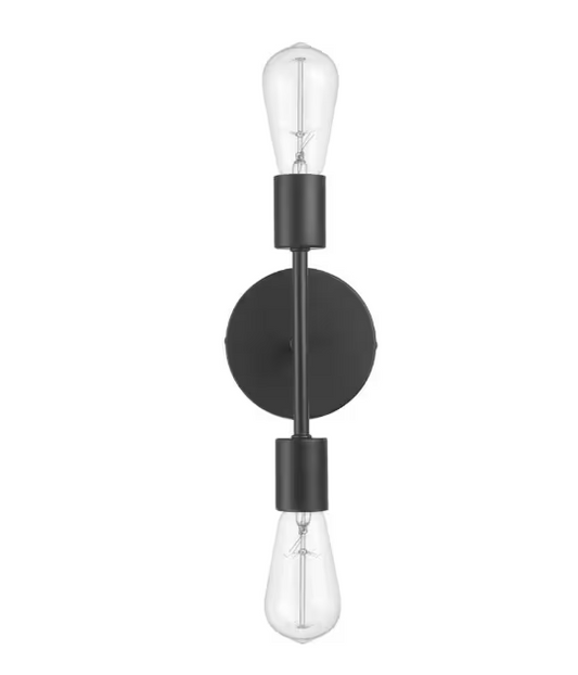 Hampton Bay Stockport 2-Light Matte Black Wall Sconce
