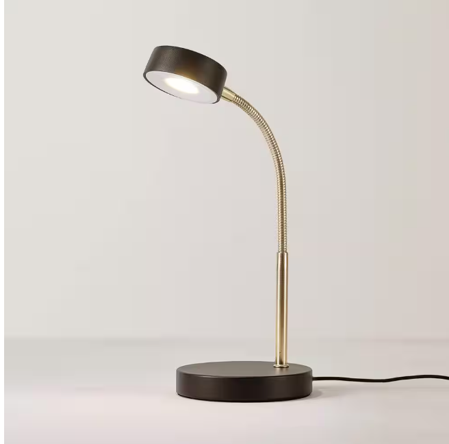Hampton Bay 15 in. Matte Black LED Lamp with Adjustable Lamp Head