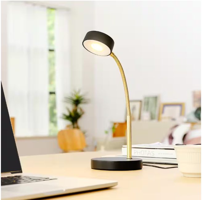 Hampton Bay 15 in. Matte Black LED Lamp with Adjustable Lamp Head