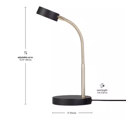 Hampton Bay 15 in. Matte Black LED Lamp with Adjustable Lamp Head