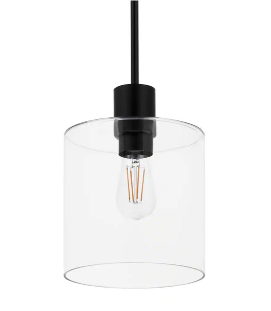 Hampton Bay Sutton Place 1-Light Matte Black Pendant