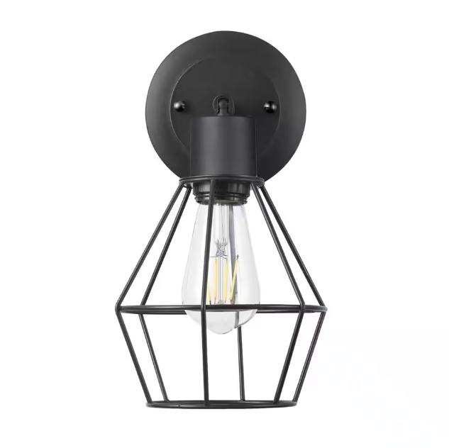 Hampton Bay Bryson 1-Light Matte Black Wall Sconce