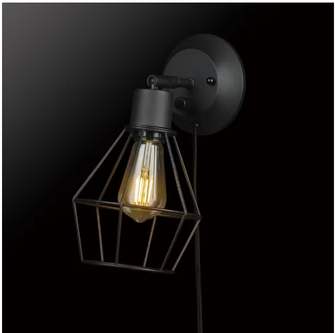 Hampton Bay Bryson 1-Light Matte Black Wall Sconce